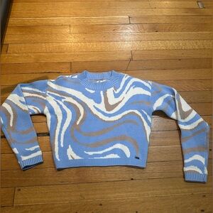 Hollister Blue, Cream, and Tan Swirl Sweater